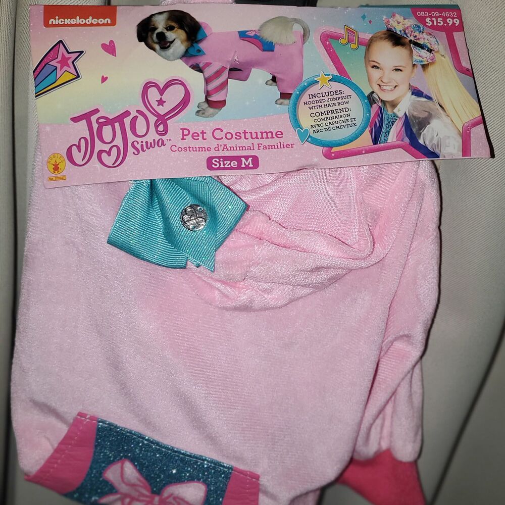 Nickelodeon Jojo Siwa Pet Dog Costume Size M Hooded Jumpsuit Pink